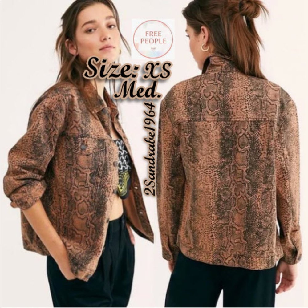 Free People -  Snake Trucker Jacket - Color: Brown Snake